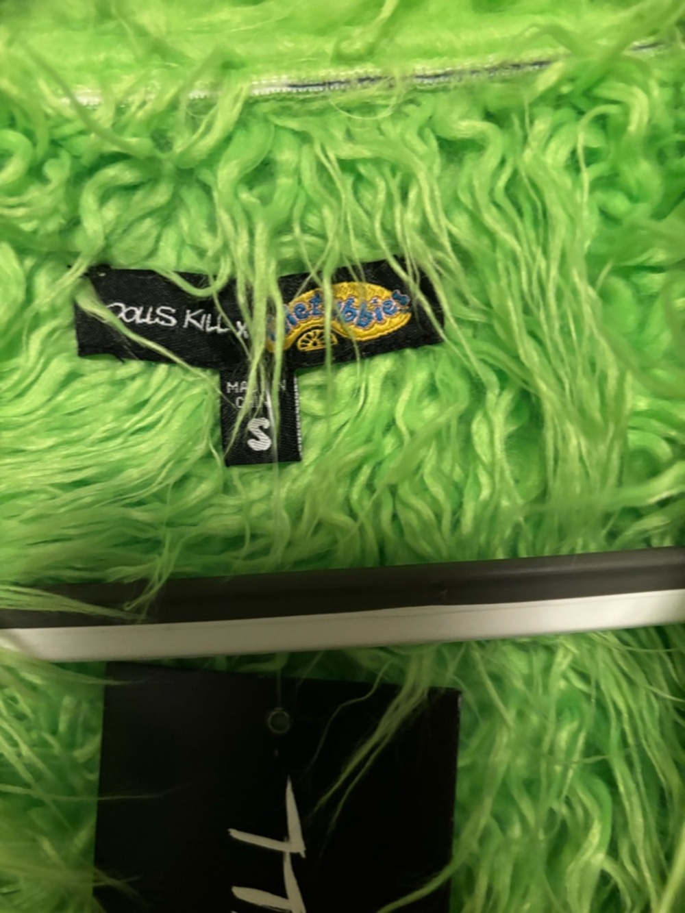 Dolls Kill x Teletubbies | Dipsy Style Faux Fur Coat - Picture 3 of 3